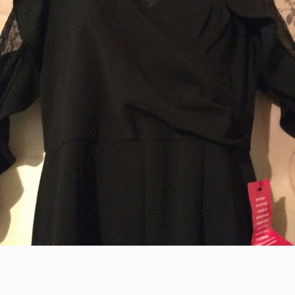 Nwot Elegant Black Lace Versatile Rouched JUMPSUIT - Picture 8 of 16